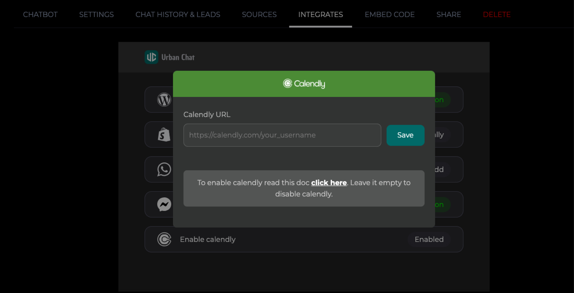 enter calendly url